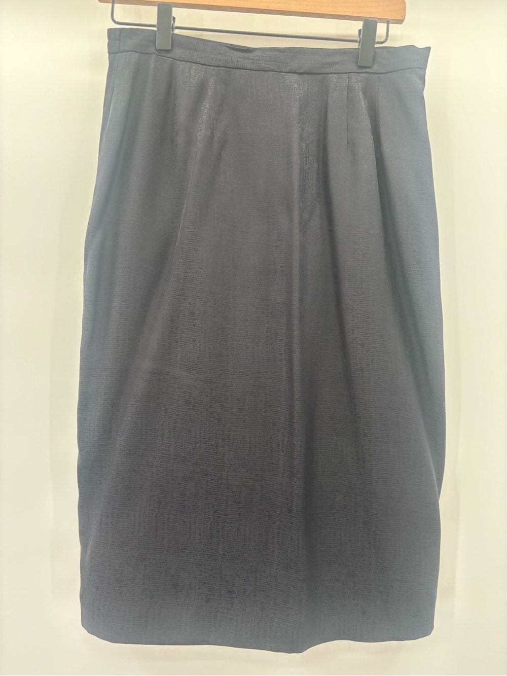 100% Silk Skirt Office Career Business in Black/Grey Micro Pattern Size 10P